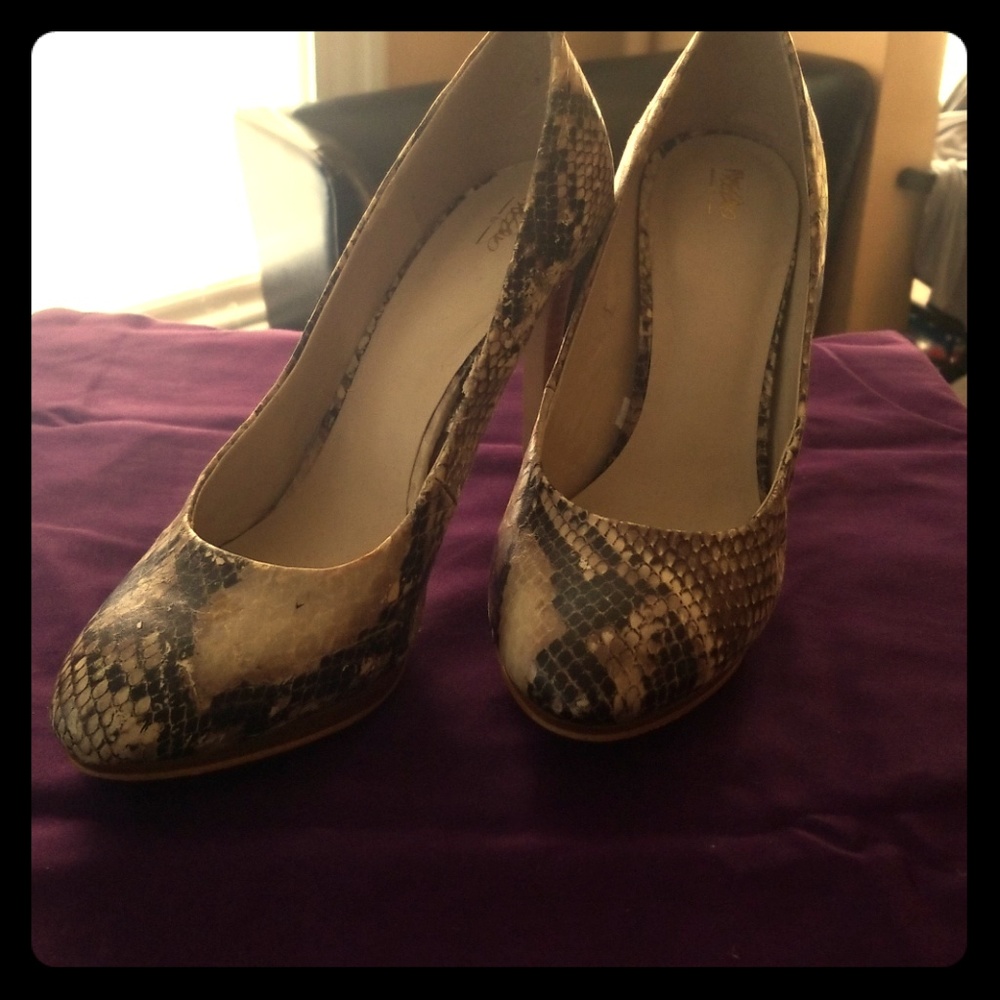 Faux snakeskin heels by Mossimo
